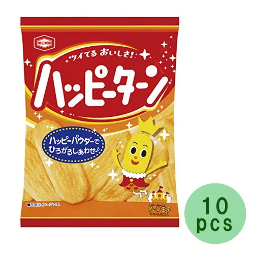 Vista 3 de Happy Turn Happy Powder Covered Rice Cracker 1oz 10Bags Box Kamedaseika Japonés Ninjapo