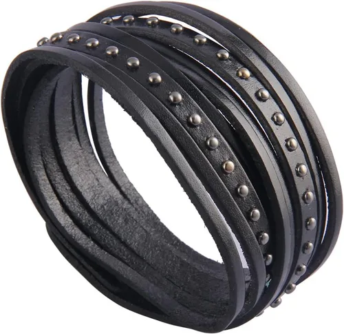 Vista 6 de GelConnie Pulsera de Cuero con Abrazadera para Hombres y Mujeres, Pulsera Vikinga de Cuero Gruesa, Pulseras de Cuero para Hombres, Pulsera