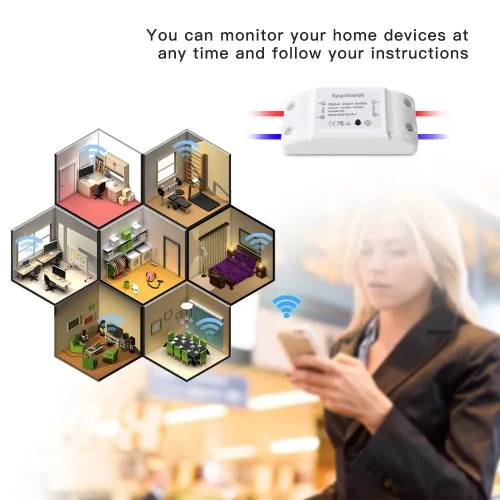Vista 5 de 2 unids Zig bee DIY Smart Switch Interruptor inteligente WiFi Interruptor de luz inalámbrico Módulo de relé compatible con Amazon Alexa Google Home