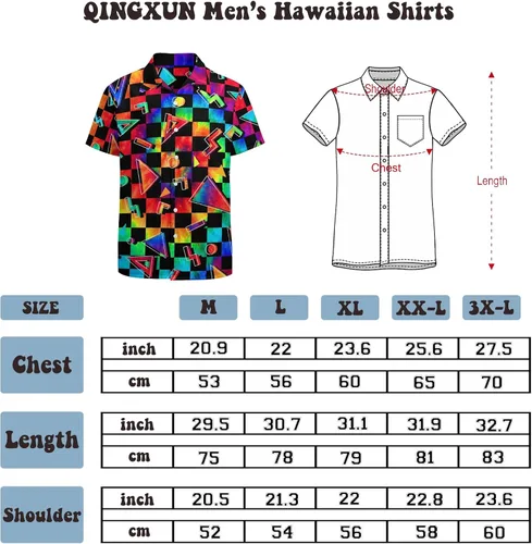 Vista 7 de QINGXUN Camisas de los años 80 para hombre, camisa con botones de los años 90, camisa retro hawaiana para playa, camisas de discoteca vintage
