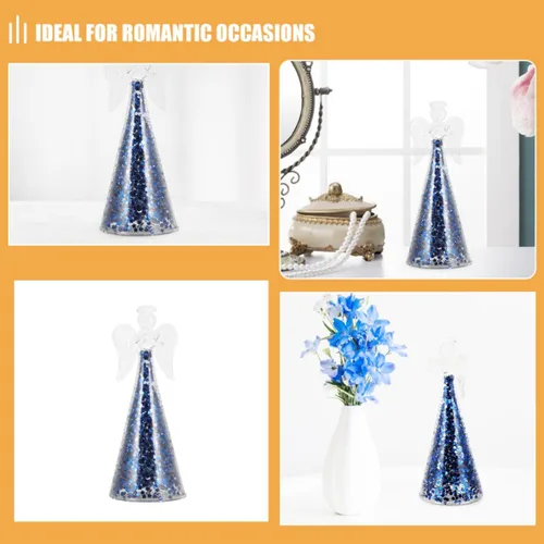 Vista 7 de 2Pcs Glass Angel Figurines, Cute Decor Ornaments, Blue Romantic Gift