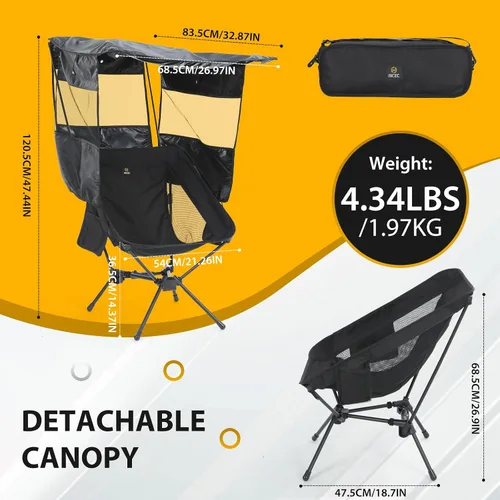 Vista 3 de Nice C Silla con toldo, sillas con sombras, silla plegable con toldo + silla de camping con toldo, silla de playa plegable con sombrilla, sillas