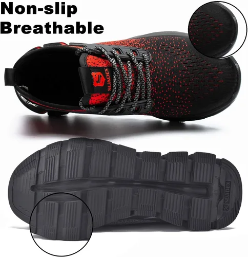Vista 71 de SUADEX Zapatos deportivos con punta de acero para hombres y mujeres, indestructibles, ligeros, cómodos, antideslizantes, puntera compuesta