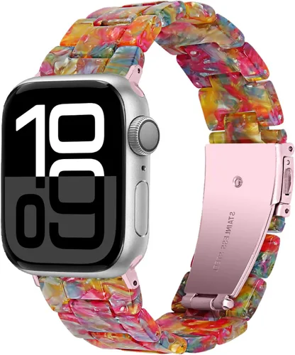 Vista 14 de Miimall Women Resin Bands for Apple Watch Series 10 9 8 7 6 5 4 3 2 1 Ultra SE Colorful Dressy Cute Classy Lightweight Comfort 38mm 40mm 41mm 42mm