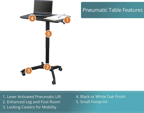 Vista 8 de Stand Up Desk Store - Carrito de escritorio neumático, de altura ajustable, con ruedas para computadora portátil, de pie