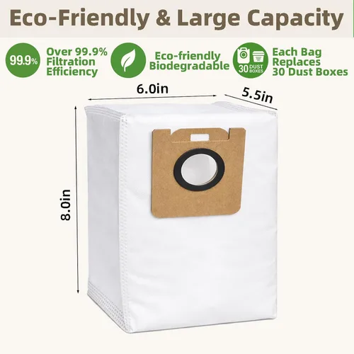 Vista 5 de Paquete de 10 bolsas de vacío D10 Plus de 4 litros compatibles con robot aspirador Dreame D10 Plus (RLS3D), 10 bolsas de vacío desechables