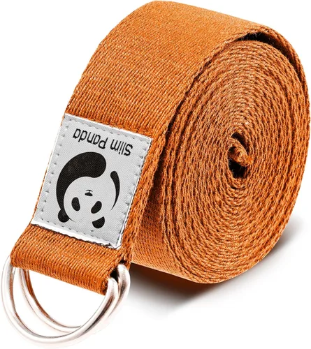 Vista 10 de Correa de yoga Slim Panda para estiramiento, Correa de yoga de algodón con hebilla ajustable en forma de D, Correa de yoga no elástica para pilates