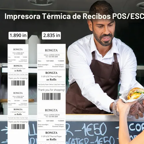 Vista 8 de Rongta Impresora POS, impresora térmica directa de recibos de 3.150 in con cortador automático, interfaz Ethernet serie USB, compatible con cajón