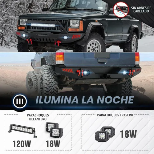 Vista 6 de Parachoques delanteros y traseros para Cherokee XJ compatibles con Cherokee XJ 1984-2001 (2/4 puertas) parachoques todoterreno con placa