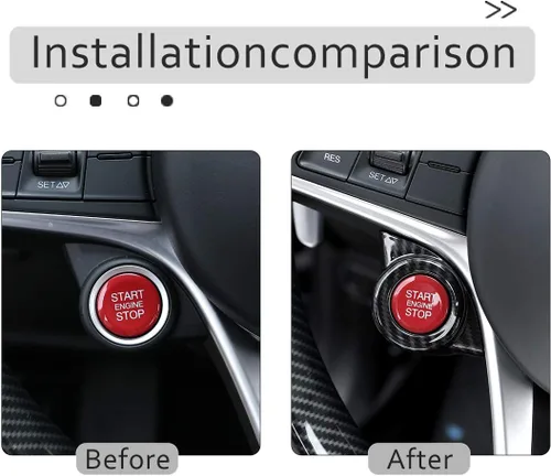 Vista 2 de Para Alfa Romeo Giulia Stelvio 2017-2019 ABS plástico arranque motor stop cubierta accesorios (fibra de carbono)