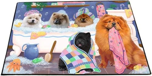 Vista 21 de Doggie of the Day Chow Chow Dogs Floor Mat - 4th of July Independence Day - Best Dog Doormat - Protector Decor - Unique Portrait Art - Premium