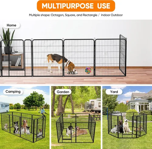 Vista 8 de Nova Microdermabrasion Corralito para perros de 8 paneles, 40 pulgadas de altura, interior/exterior, perros pequeños a grandes, perrera