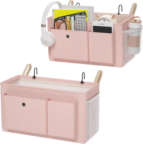 Vista 18 de Edudif Organizador de mesita de noche con correas fijas y soporte para botella de agua, litera ideal para el hogar, dormitorio, hospital, cuna, Negro