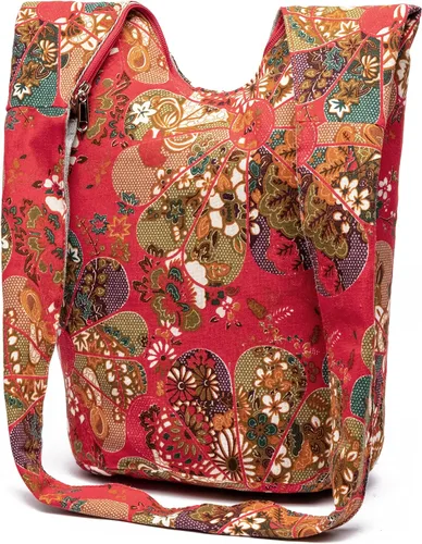 Vista 216 de Bolsa de hombro para mujer, de lona en estilo hippie/bohemio para llevar cruzada al hombro, disponible en diferentes colores y estampados