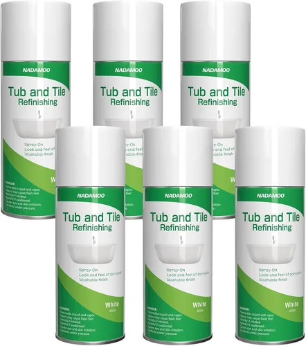 Vista 8 de NADAMOO Pintura en aerosol para tina y azulejos color blanco, 450ml, paquete de 1, kit de reacabado de bañera en aerosol para porcelana, fibra