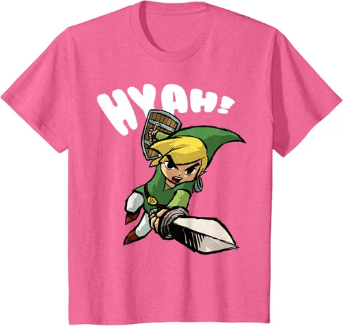 Vista 10 de Nintendo Legend of Zelda Link Hyah Poster - Camiseta pequeña Azul Marino