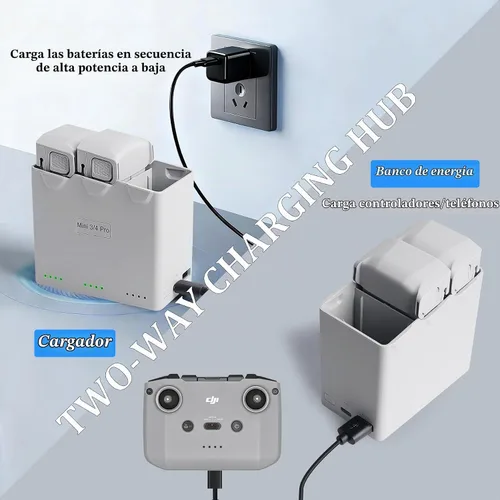 Vista 5 de Paquete de 2 mini baterías de vuelo inteligente serie 3 Plus con concentrador de carga bidireccional para DJI Mini 4 Pro - Batería de repuesto