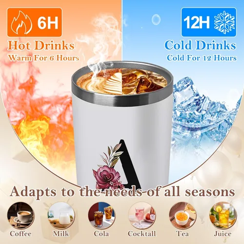 Vista 4 de Taza de café aislada de 20 onzas con tapa de acero inoxidable a prueba de derrames y fugas, pesada, grande, reutilizable, térmica, para viajes