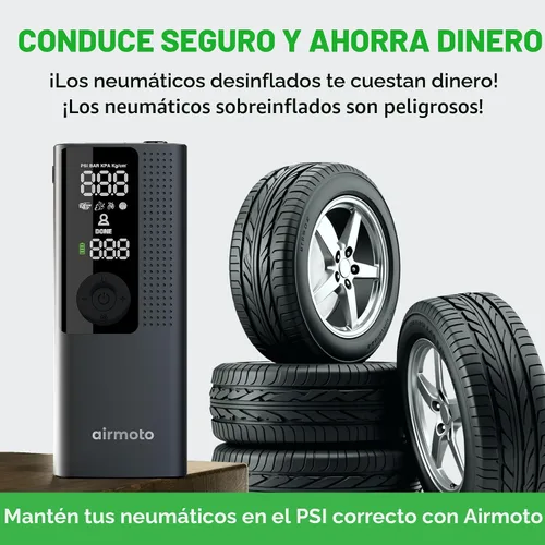 Vista 5 de Airmoto y Kit de Energía Paquete de Oferta - 1 paquete - Inflador de Neumáticos Compresor de Aire Portátil con Kit de Energía para Cargar
