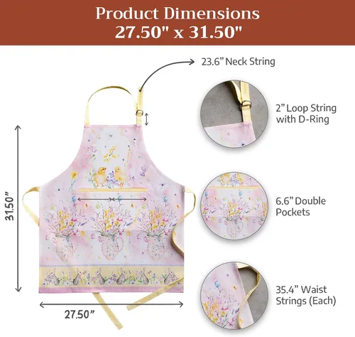 Vista 439 de Maison d' Hermine Delantales para mujer con bolsillo, 100% algodón (27.50 x 31.50 pulgadas)