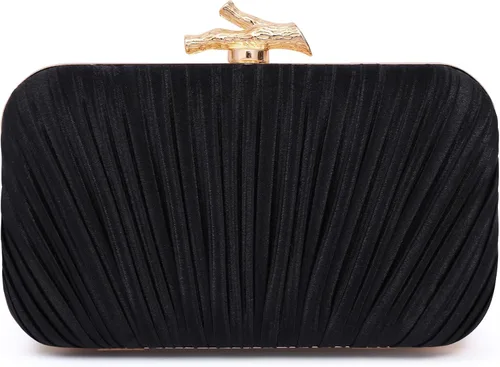Vista 9 de Bolsos para mujer, bolso de noche, bolsos formales con pliegues para mujer con cadena para graduación, boda, fiesta de etiqueta negra