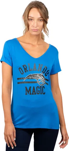 Vista 34 de Ultra Game Camiseta de mujer NBA Oficial con cuello en V y strass de manga corta