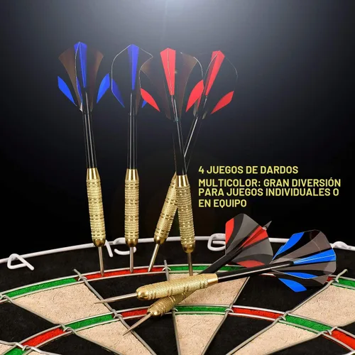 Vista 6 de LinkVisions Diana con Centro sin Grapas, Juego de Dardos de Punta de Acero de 18g, 12 Dardos de Punta de Acero de 18g, Kits de Montaje de Diana