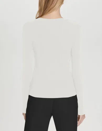 Vista 4 de REVETRO Camiseta sexy de manga larga con cuello en V para mujer, ajustada, básica, para invierno
