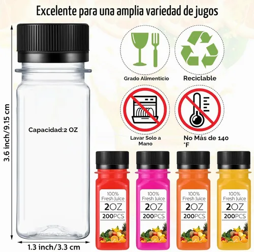 Vista 2 de Sliner Botellas de plástico pequeñas de 2 onzas con tapas, a prueba