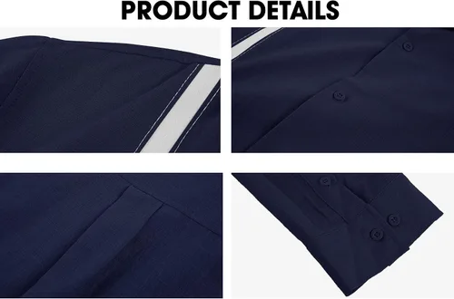 Vista 3 de Xenuay Camisas guayabera de algodón y lino para hombre, camisa de manga larga con botones