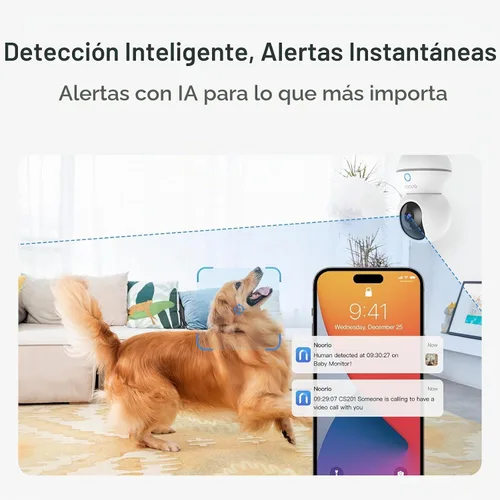 Vista 6 de Noorio Cámara interior inalámbrica 2K, cámara para mascotas con monitor
