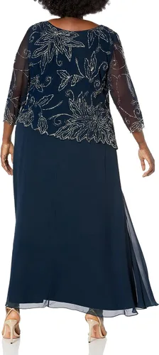 Vista 2 de J Kara Women's Plus Size 34 Sleeve Scallop Edge Bodice Mock Flare Dress