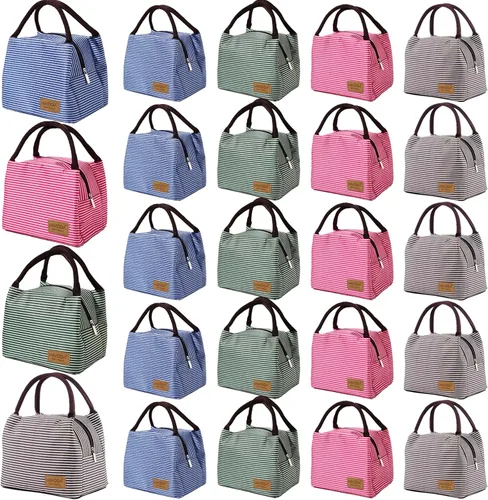 Vista 16 de Bolsa de almuerzo aislada, pequeñas bolsas enfriadoras portátiles, bolsas Bento reutilizables, bolsa de almuerzo para el trabajo, picnic al aire