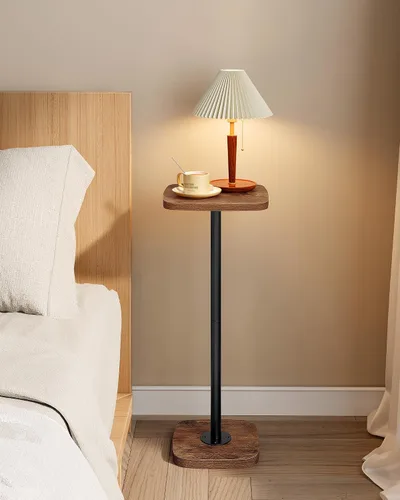 Vista 8 de CHOEZON Mesa pequeña para bebidas, mesa auxiliar cuadrada para espacios pequeños, mesa de Martini con pedestal, para sala de estar, dormitorio