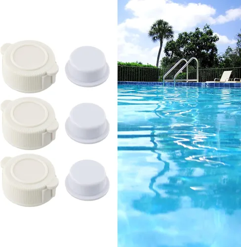 Vista 8 de Shophubio Tapa de válvula de escape y para piscinas sobre el suelo Intex, pieza de repuesto n.º 10043 10044, tapa de drenaje roscada blanca