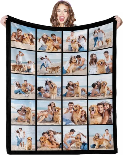 Vista 21 de Mantas personalizadas con fotos, 1 foto, manta personalizada, regalos personalizados para mamá, papá, pareja, novia, novio, esposa, marido, 8 tamaños