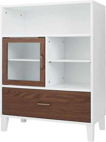 Vista 10 de Elegant Home Fashions Dawson gabinete sobre piso, Blanco Gabinete de corte cruzado