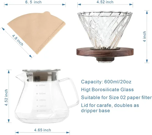 Vista 6 de BeeCa Manual pour over coffee maker, Heat Resistant Glass