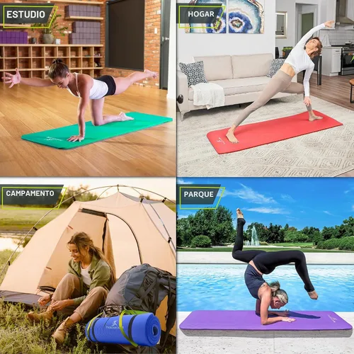 Vista 5 de ProsourceFit Extra Thick Yoga and Pilates Mat, 71-inch Long High Density Exercise Mat with Comfort Foam and Carrying Strap Azul