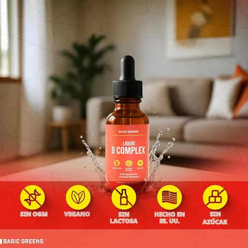 Vista 4 de B Complex - Gotas líquidas veganas - B1, B2, B3, B5, B6, B7, B9, B12 - 2 onzas líquidas