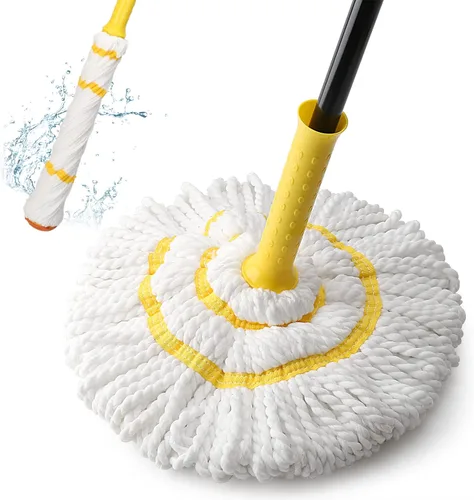 Vista 10 de Trapeadores giratorios autoescurridizos para limpieza de suelos, fregona de microfibra con mango largo de 57 pulgadas, fregona fácil de escurrir