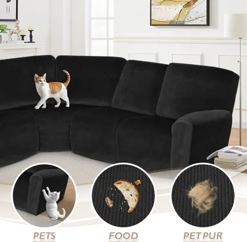 Vista 386 de Arfntevss Fundas de sofá seccional reclinable de terciopelo, Funda de sofá seccional de esquina para sofá reclinable, Funda elástica suave