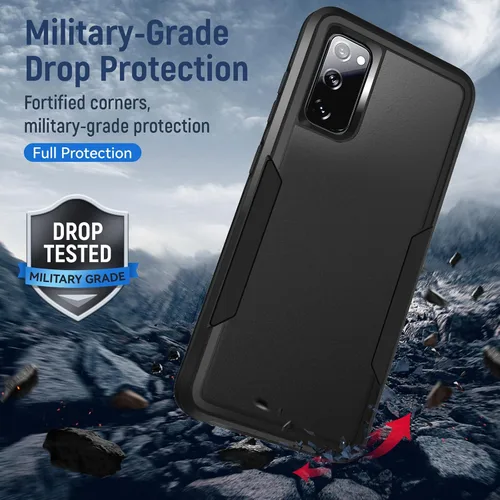 Vista 3 de Funda para Galaxy S20 FE 5G con protección de pantalla: resistente funda protectora a prueba de golpes y arañazos para Samsung Galaxy S20 FE 5G-Negro