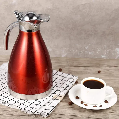 Vista 2 de Hervidor de té para estufa, acero inoxidable de doble pared de 2.5 cuartos de galón, tetera silbante con mango ergonómico, frasco de café aislado