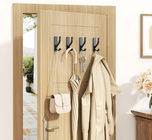 Vista 2 de pickpiff Ganchos adhesivos de pared para toallas, gancho adhesivo resistente (13 libras), colgador para puerta, baño, dormitorio, armario, para Negro
