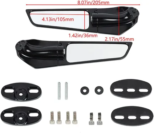 Vista 3 de Espejos retrovisores Accesorios de motocicleta para Ninja 400 650 Wind Wing Espejo lateral giratorio ajustable Winglet 2018-2022