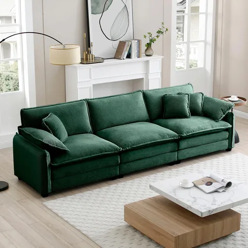 Vista 65 de Sofá Loveseat Grande en Beige y Blanco de 194.8 cm, Sofás Seccionales de 2 Plazas Grandes para Sala de Estar, Sofá Seccional Modular de Tela