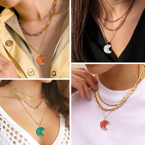 Vista 3 de Bestyle Collar de cristal curativo envuelto en árbol de la vida colgante de piedra natal de 12 meses para parrillas de mujer joyería de piedras