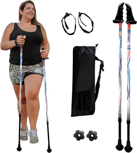 Vista 21 de York Nordic Bastones de senderismo motivadores grandes y altos para equilibrio y rehabilitación, 2 piezas, fuertes bloqueos de botón, patas de goma