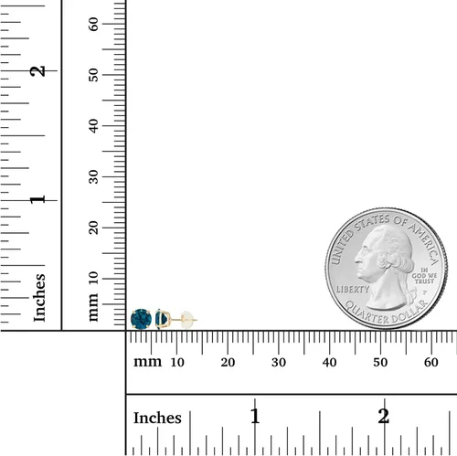 Vista 4 de Aretes de tuerca de oro macizo de 10 quilates de 0.157 in con piedra natal genuina